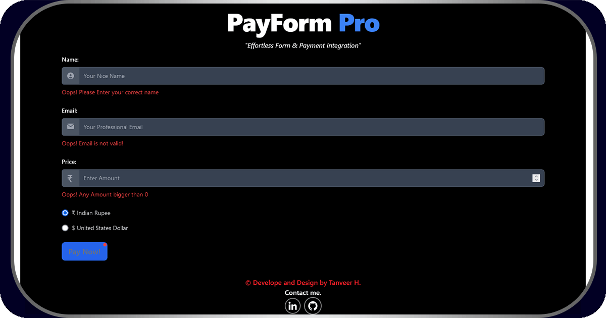 PayForm Pro: Modular Razorpay Integration