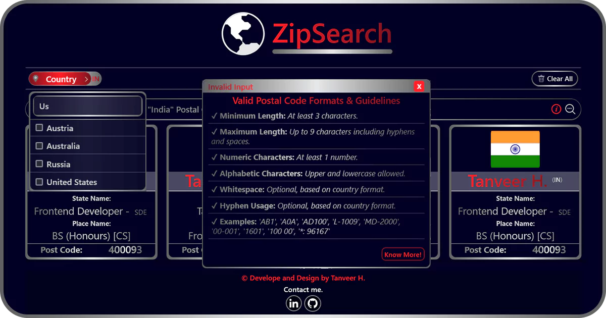 ZipSearch: Postal Code Information App